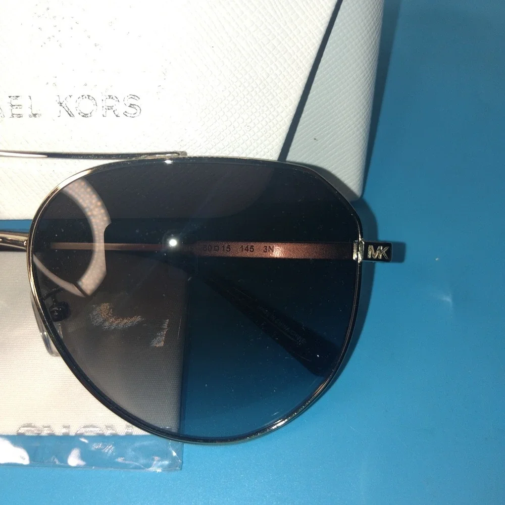 Michael Kors Cheyenne MK1109 Aviator Sunglasses Gold Smoke Gradient 10148G 60mm